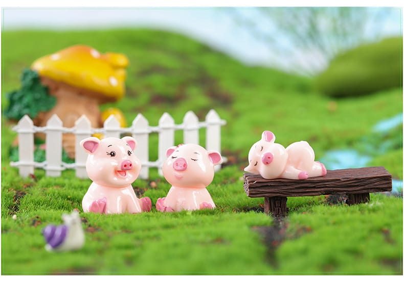 Pigs Mini Miniature Figurine Fairy Garden Dollhouse Decor Micro Landscape - 描述图 3