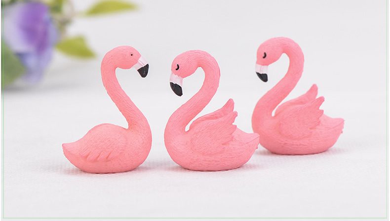Decorative Beautiful Plastic Pink Delicate Flamingo Fairy Garden Decor Craft Dollhouse Accessory - 描述图 3