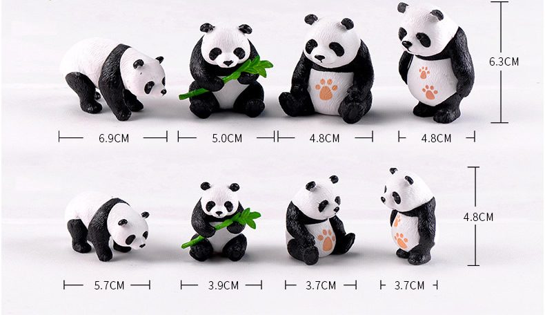 Miniature Giant Panda Figurines Simulation Bamboo Panda Animal Model, Micro Landscape Pvc Crafts For Garden, Cake Decoration Home Decor - 描述图 1