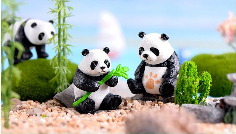Miniature Giant Panda Figurines Simulation Bamboo Panda Animal Model, Micro Landscape Pvc Crafts For Garden, Cake Decoration Home Decor - 描述图 4