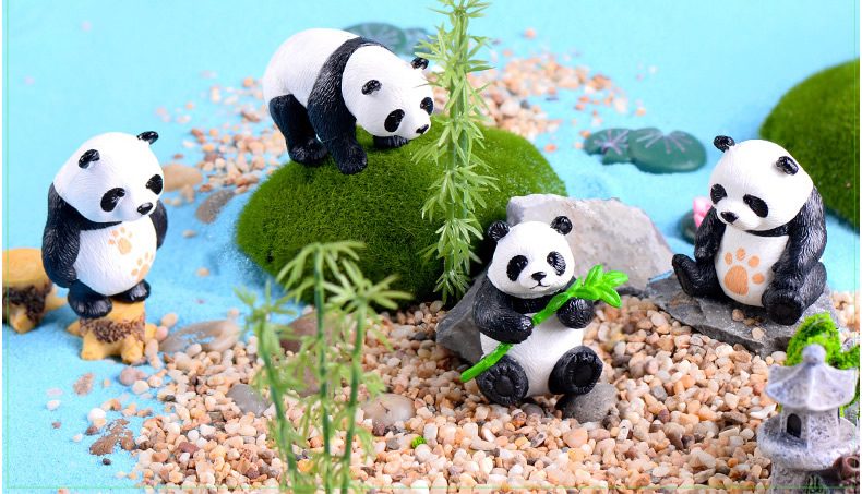 Miniature Giant Panda Figurines Simulation Bamboo Panda Animal Model, Micro Landscape Pvc Crafts For Garden, Cake Decoration Home Decor - 描述图 5