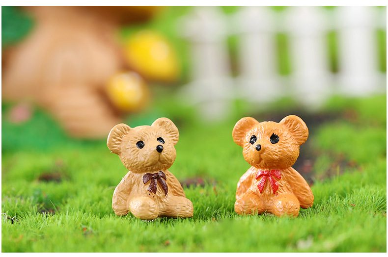 Mini Bear Fairy Garden Ornament Set Moss Micro Landscape Decoration, Diy Miniature Garden Accessories, Cute Bear Doll Figurines - 描述图 3