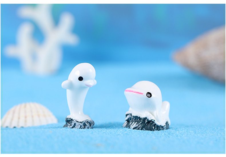 White Dolphin Fairy Garden Ornament Mediterranean Aegean Sea Style Mini Aquarium Decoration Micro Landscape Miniature Garden Accessory - 描述图 3