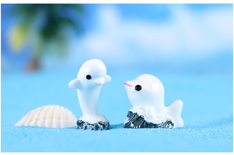 White Dolphin Fairy Garden Ornament Mediterranean Aegean Sea Style Mini Aquarium Decoration Micro Landscape Miniature Garden Accessory - 描述图 2