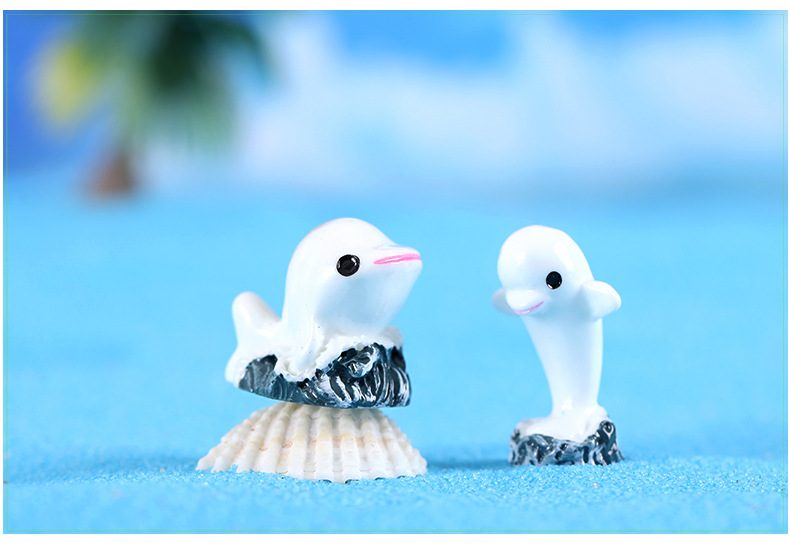 White Dolphin Fairy Garden Ornament Mediterranean Aegean Sea Style Mini Aquarium Decoration Micro Landscape Miniature Garden Accessory - 描述图 4