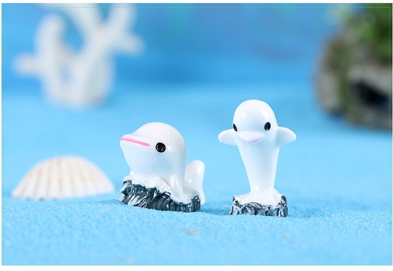 White Dolphin Fairy Garden Ornament Mediterranean Aegean Sea Style Mini Aquarium Decoration Micro Landscape Miniature Garden Accessory - 描述图 1