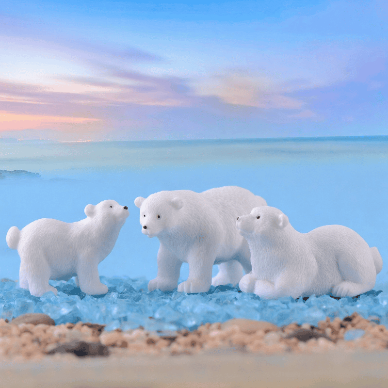 Mini Polar Bear Resin Figurine Cute Diy Decoration For Micro Landscape, Home Decor, Desktop Ornaments Gift Accessories - 描述图 1