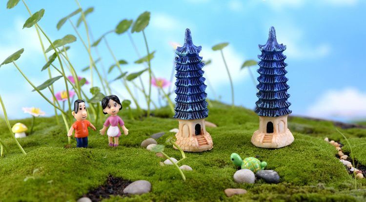 Resin Pagoda Lighthouse Fairy Garden Ornament Mini Tower For Moss Micro Landscape, Terrarium Miniature Garden Decoration - 描述图 2