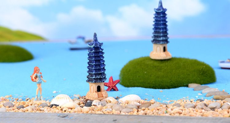 Resin Pagoda Lighthouse Fairy Garden Ornament Mini Tower For Moss Micro Landscape, Terrarium Miniature Garden Decoration - 描述图 1