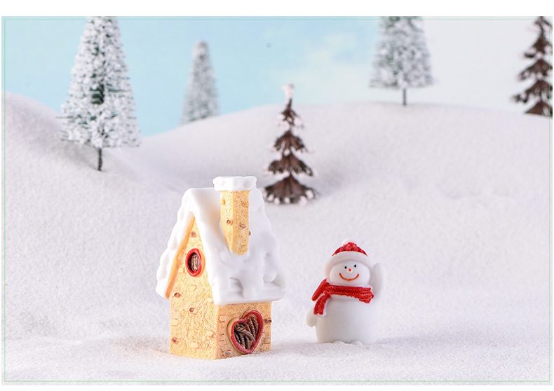 Miniature Christmas House Tree Santa Claus Snowmen Terrarium Ornament Gift Fairy Garden Figures Home Table Decor Micro Landscape Pot Bonsai Fairy Garden Accessories Supplies Resin Hut Terrariums Fairy Garden Kits House - 描述图 3