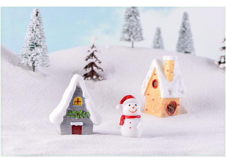 Miniature Christmas House Tree Santa Claus Snowmen Terrarium Ornament Gift Fairy Garden Figures Home Table Decor Micro Landscape Pot Bonsai Fairy Garden Accessories Supplies Resin Hut Terrariums Fairy Garden Kits House - 描述图 1