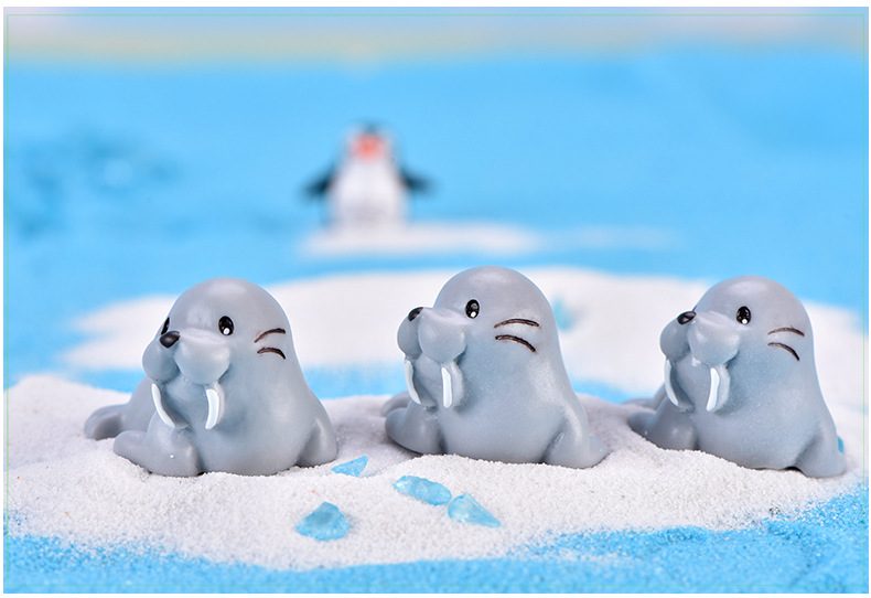 Cute Beach Walrus Animal Model Mini Statue Figurine Crafts Figurine Ornament Miniatures Garden Diy Home Decor Kids Gift 1Pc - 描述图 2