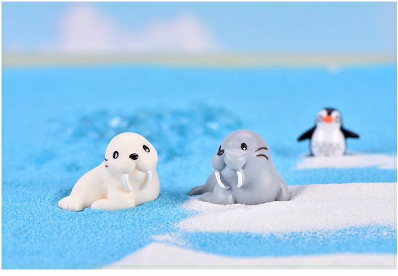 Cute Beach Walrus Animal Model Mini Statue Figurine Crafts Figurine Ornament Miniatures Garden Diy Home Decor Kids Gift 1Pc - 描述图 3