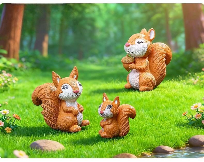 1 Pcs Cute Mini Fairy Garden Accessories Squirrel Animal Miniature Figurines Fairy Garden Ornaments Terrarium Decoration Accessories Resin Craft Supplies Fairy Garden Supply - 描述图 1