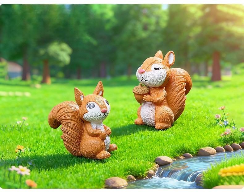 1 Pcs Cute Mini Fairy Garden Accessories Squirrel Animal Miniature Figurines Fairy Garden Ornaments Terrarium Decoration Accessories Resin Craft Supplies Fairy Garden Supply - 描述图 2