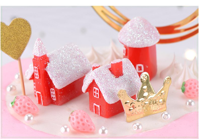 Merry Christmas Tree Decoration Hanging Small House Unique Resin Snow House New Year Garland Craft Gift Decor For Home Wholesale Price Fairy Garden Supply - 描述图 2