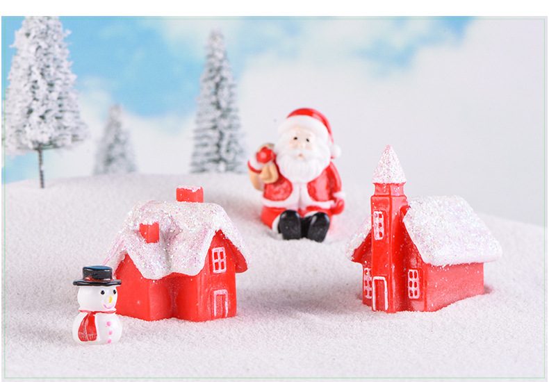 Merry Christmas Tree Decoration Hanging Small House Unique Resin Snow House New Year Garland Craft Gift Decor For Home Wholesale Price Fairy Garden Supply - 描述图 4