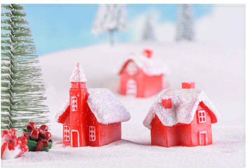 Merry Christmas Tree Decoration Hanging Small House Unique Resin Snow House New Year Garland Craft Gift Decor For Home Wholesale Price Fairy Garden Supply - 描述图 3