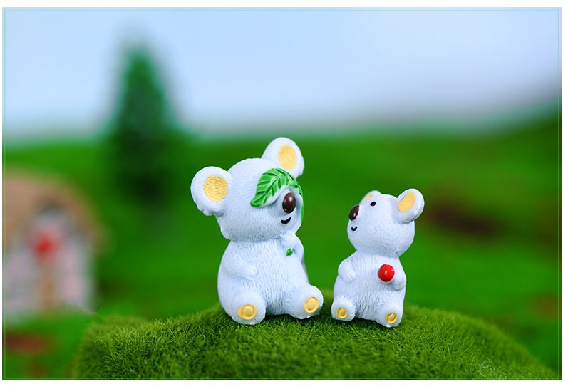 Koala Bear Brothers Figures Animal Model Miniature Figurine Wedding Decoration Doll Fairy Garden Statue Home Gift Moss Garden Wholesale Price Fairy Garden Supply - 描述图 2