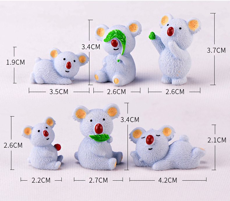 Koala Bear Brothers Figures Animal Model Miniature Figurine Wedding Decoration Doll Fairy Garden Statue Home Gift Moss Garden Wholesale Price Fairy Garden Supply - 描述图 1