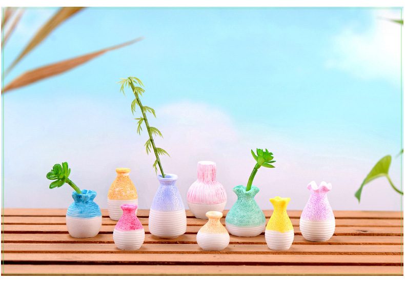 1 Pc Resin Miniature Small Mouth Vase Diy Craft Accessory Home Garden Decoration Ornament Micro Landscape Fairy Garden Flowerpot Fairy Garden Supply - 描述图 4