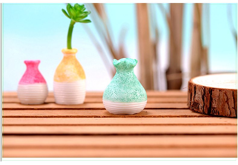 1 Pc Resin Miniature Small Mouth Vase Diy Craft Accessory Home Garden Decoration Ornament Micro Landscape Fairy Garden Flowerpot Fairy Garden Supply - 描述图 3