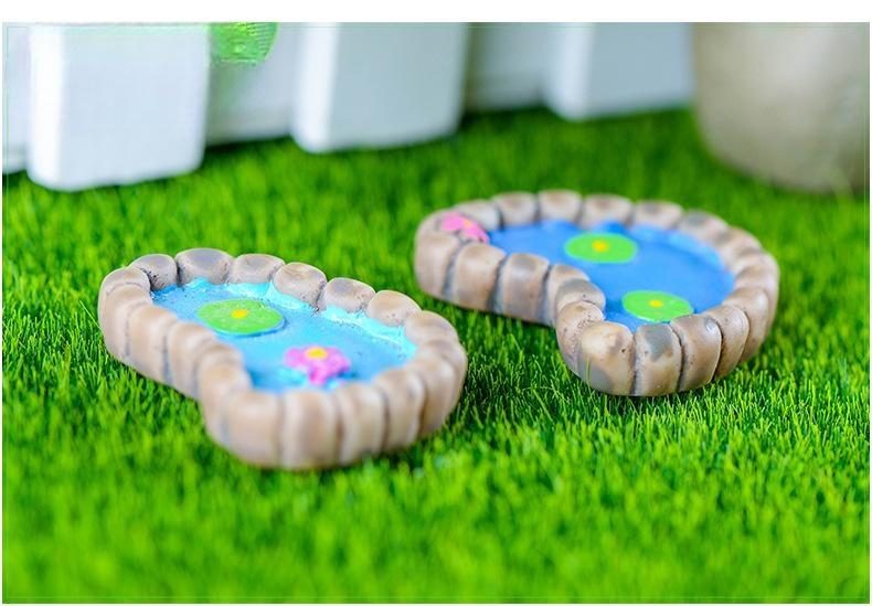 Lotus Pond Miniature Figurine Bonsai Foot Plant Figurine Home Decoration Mini Fairy Garden Accessories Fairy Garden Simulation Statue Toy Resin Craft Wholesale Price Fairy Garden Supply - 描述图 3
