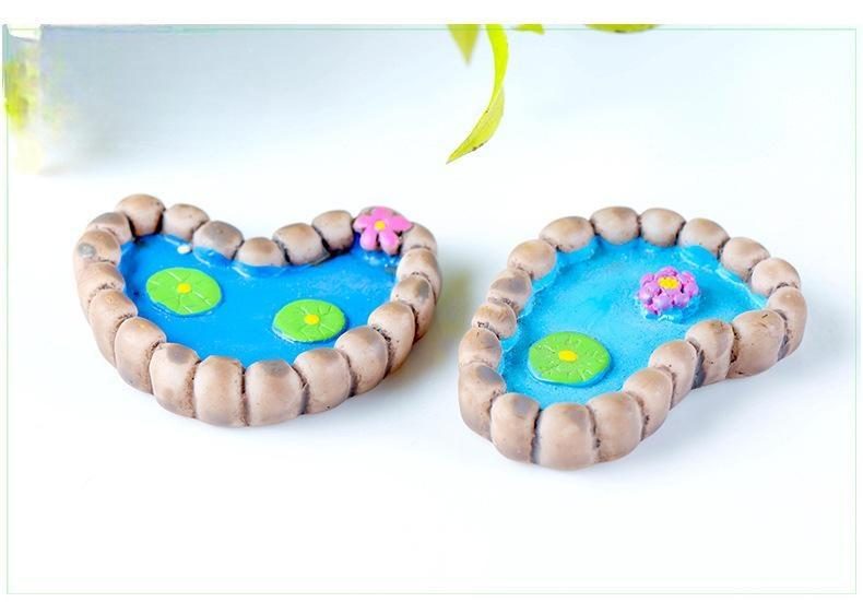 Lotus Pond Miniature Figurine Bonsai Foot Plant Figurine Home Decoration Mini Fairy Garden Accessories Fairy Garden Simulation Statue Toy Resin Craft Wholesale Price Fairy Garden Supply - 描述图 2