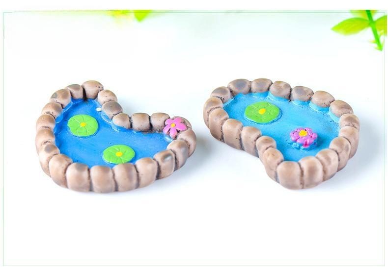 Lotus Pond Miniature Figurine Bonsai Foot Plant Figurine Home Decoration Mini Fairy Garden Accessories Fairy Garden Simulation Statue Toy Resin Craft Wholesale Price Fairy Garden Supply - 描述图 1