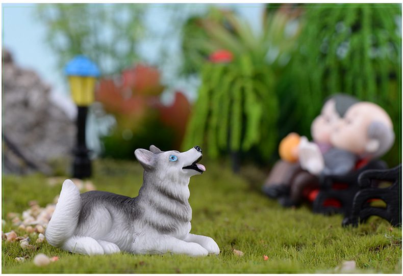 Hot Diy Dog Fairy Garden Figurines Resin Miniature Cute Husky Cake Topper Ornament Micro-landscape Doll House Decoration Wholesale Price Fairy Garden Supply - 描述图 2