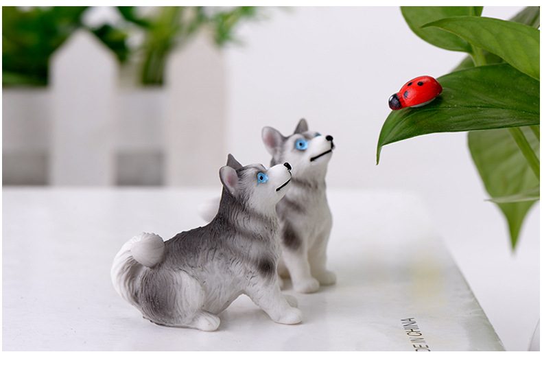 Hot Diy Dog Fairy Garden Figurines Resin Miniature Cute Husky Cake Topper Ornament Micro-landscape Doll House Decoration Wholesale Price Fairy Garden Supply - 描述图 1
