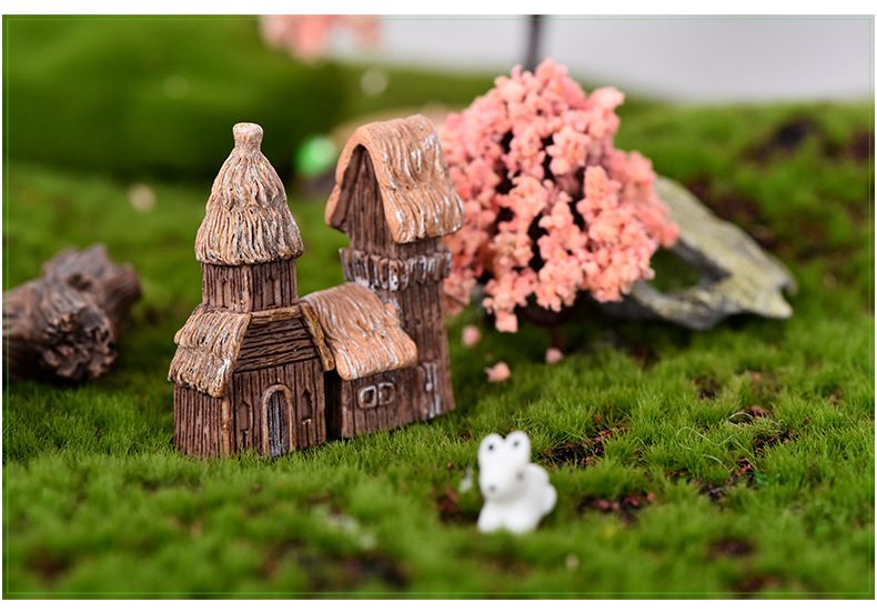 Countryside Cottage Model Woodeen House Miniature Figurine Simulation Landscape Decoration Fairy Garden Statue Home Gift Garden Wholesale Price Fairy Garden Supply - 描述图 2