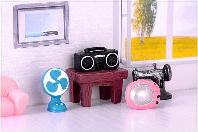 Small Furniture Children Toys Small Figurine Crafts Figure Miniatures Flowerpot Decor Europe Tv Washer Radio Telephone Wholesale Price Fairy Garden Supply - 描述图 3