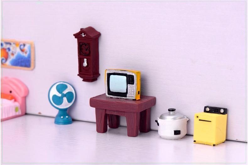 Small Furniture Children Toys Small Figurine Crafts Figure Miniatures Flowerpot Decor Europe Tv Washer Radio Telephone Wholesale Price Fairy Garden Supply - 描述图 1