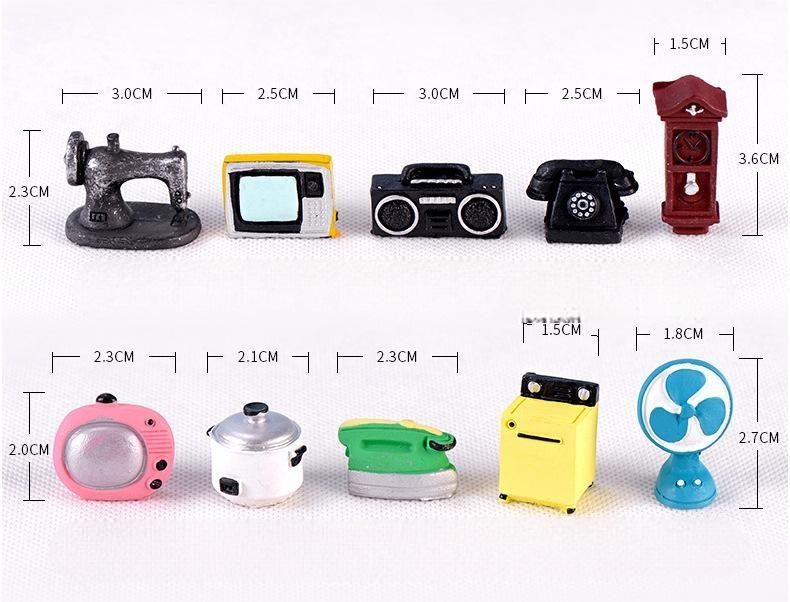 Small Furniture Children Toys Small Figurine Crafts Figure Miniatures Flowerpot Decor Europe Tv Washer Radio Telephone Wholesale Price Fairy Garden Supply - 描述图 4
