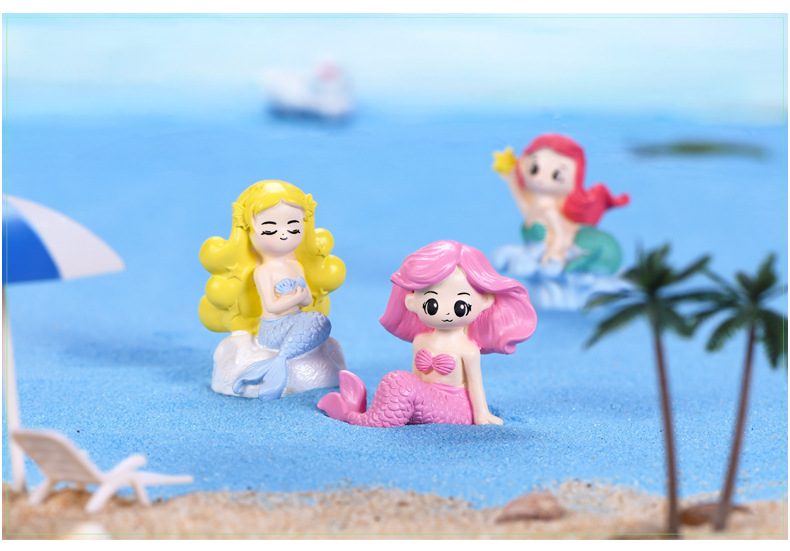 4Styles Dollhouse Mermaid Figurines Ornament Micro Landscape Toy Cake Fairy Garden Princess Doll Toys Girls Gifts Home Decor - 描述图 1