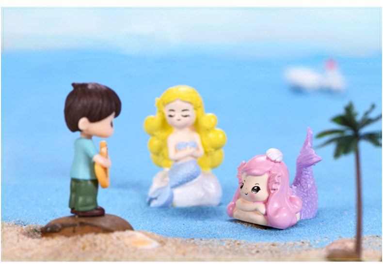 4Styles Dollhouse Mermaid Figurines Ornament Micro Landscape Toy Cake Fairy Garden Princess Doll Toys Girls Gifts Home Decor - 描述图 3
