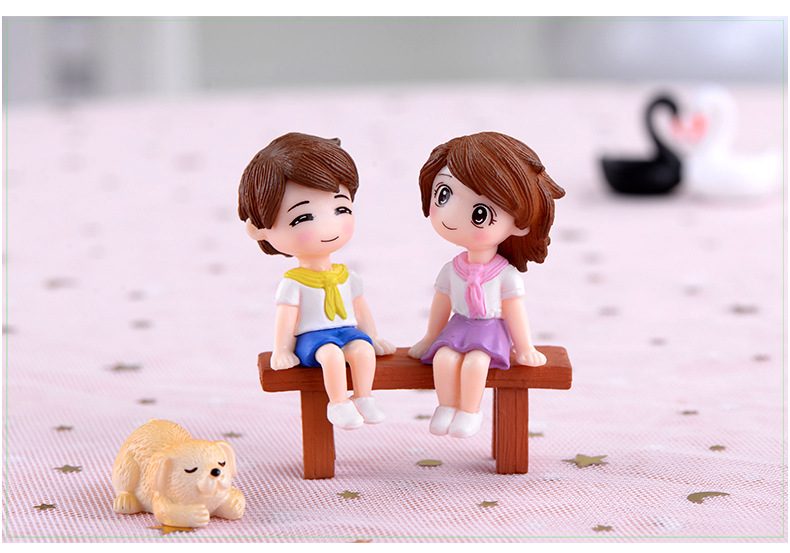 3Pcs/set Diy Mini Stool Couples Dolls Fairy Garden Miniatures Decor Dollhouse/terrarium Action Figures Figurine Micro Landscape - 描述图 1