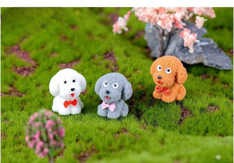 4Pc/lot Teddy Dog Miniature Figurine Cute Cartoon Figures Animal Models Pet Toy Diy Accessories Doll House Toy Decoration - 描述图 3