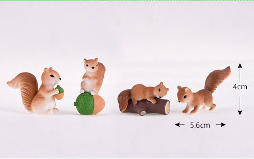 4Pcs Squirrel Family Miniature Figurine Pine Cone 3D Model Landscape Dollhouse Home Fairy Garden Decoration Accessories Modern - 描述图 1