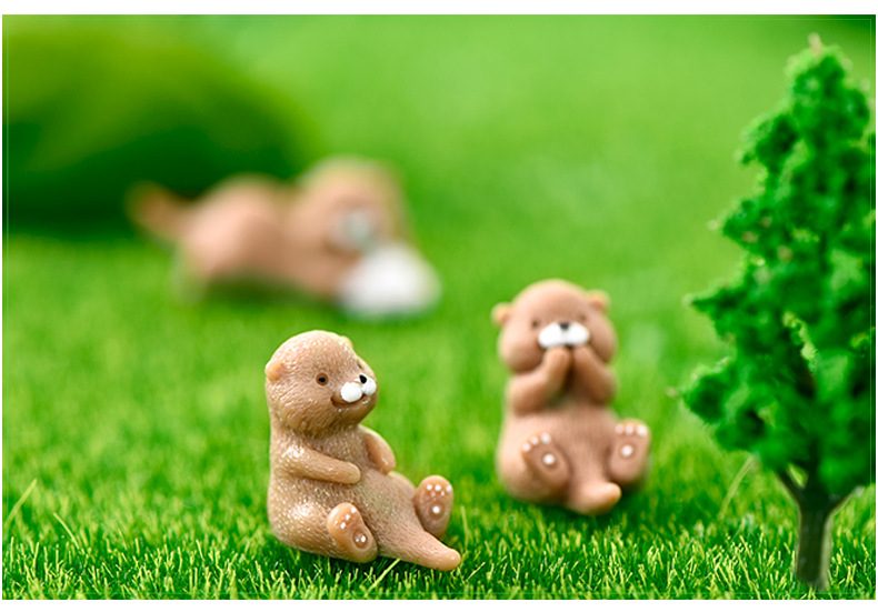 Diy Fairy Garden Dollhouse Bonsai Ornament Home Decor Otters Multi Style Figurine Animal Model Miniature Water Dog Fashion Gift - 描述图 1
