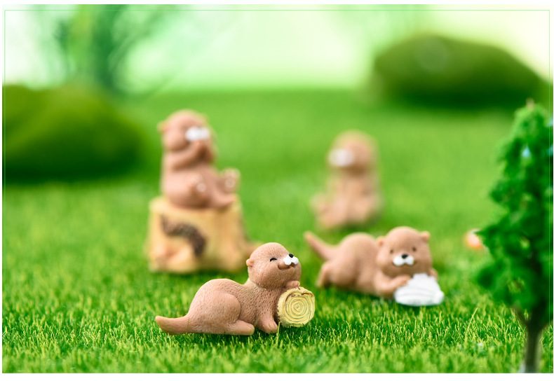 Diy Fairy Garden Dollhouse Bonsai Ornament Home Decor Otters Multi Style Figurine Animal Model Miniature Water Dog Fashion Gift - 描述图 2