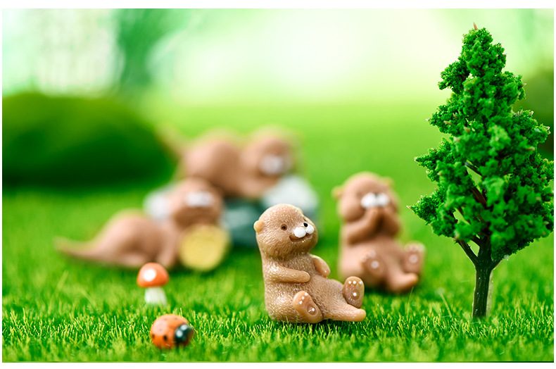 Diy Fairy Garden Dollhouse Bonsai Ornament Home Decor Otters Multi Style Figurine Animal Model Miniature Water Dog Fashion Gift - 描述图 3