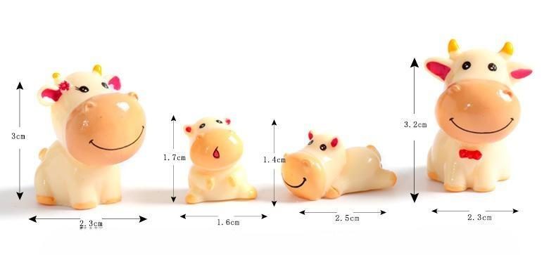 Cute Cow Family Animal Model Figurine Home Decor Miniature Fairy Garden Decoration Accessories Statue Resin Craft Figure - 描述图 1