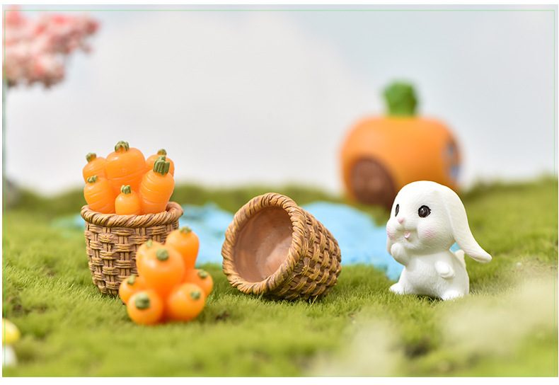 Cartoon Rabbit Carrot Miniature Fairy Garden Accessory Micro Landscape Cacti Deocration Handmade Craft Gift Pendant - 描述图 4