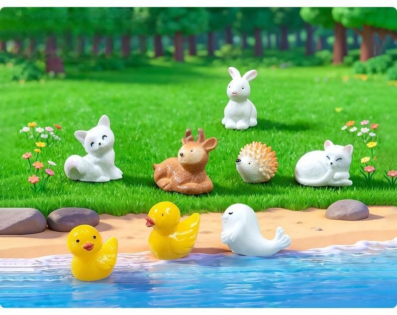 Mini Statue Figurine Animal Model Hedgehog Dolphin Deer Moss Micro Landscape Figurine Miniature Bonsai Fairy Garden Ornament - 描述图 2