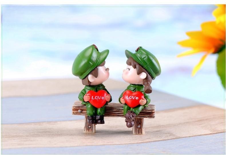Lover Soldier Couple Doll Fairy Garden Miniatures Decor Dollhouse/terrarium Action Figures Figurine Micro Landscape - 描述图 4