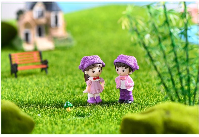 2Pcs Hat Girl Boy Lovers Figurines Wedding Doll Ornament Miniatures Couple Cake Decor Dollhouse Home Decoration Mini Craft - 描述图 3