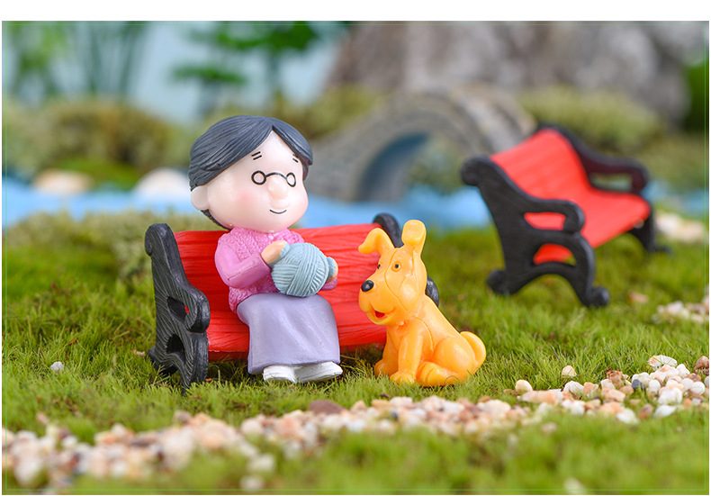 1Set Mini Stool Couples Dolls Fairy Garden Miniatures Decor Dollhouse Terrarium Action Figures Figurine Micro Landscape - 描述图 2