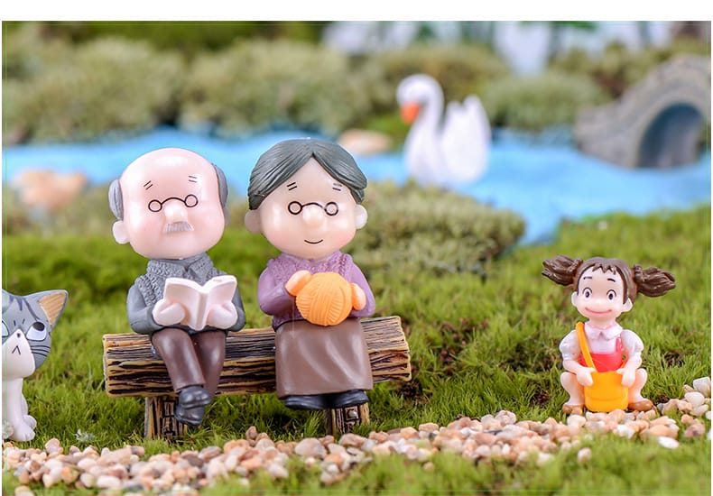 1Set Mini Stool Couples Dolls Fairy Garden Miniatures Decor Dollhouse Terrarium Action Figures Figurine Micro Landscape - 描述图 1